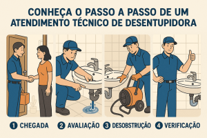 PASSO A PASSO DE UM ATENDIMENTO TÉCNICO DE DESENTUPIDORA