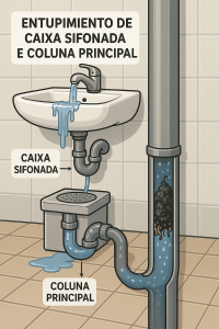 DIFERENÇA ENTRE ENTUPIMENTO DE CAIXA SIFONADA E COLUNA PRINCIPAL